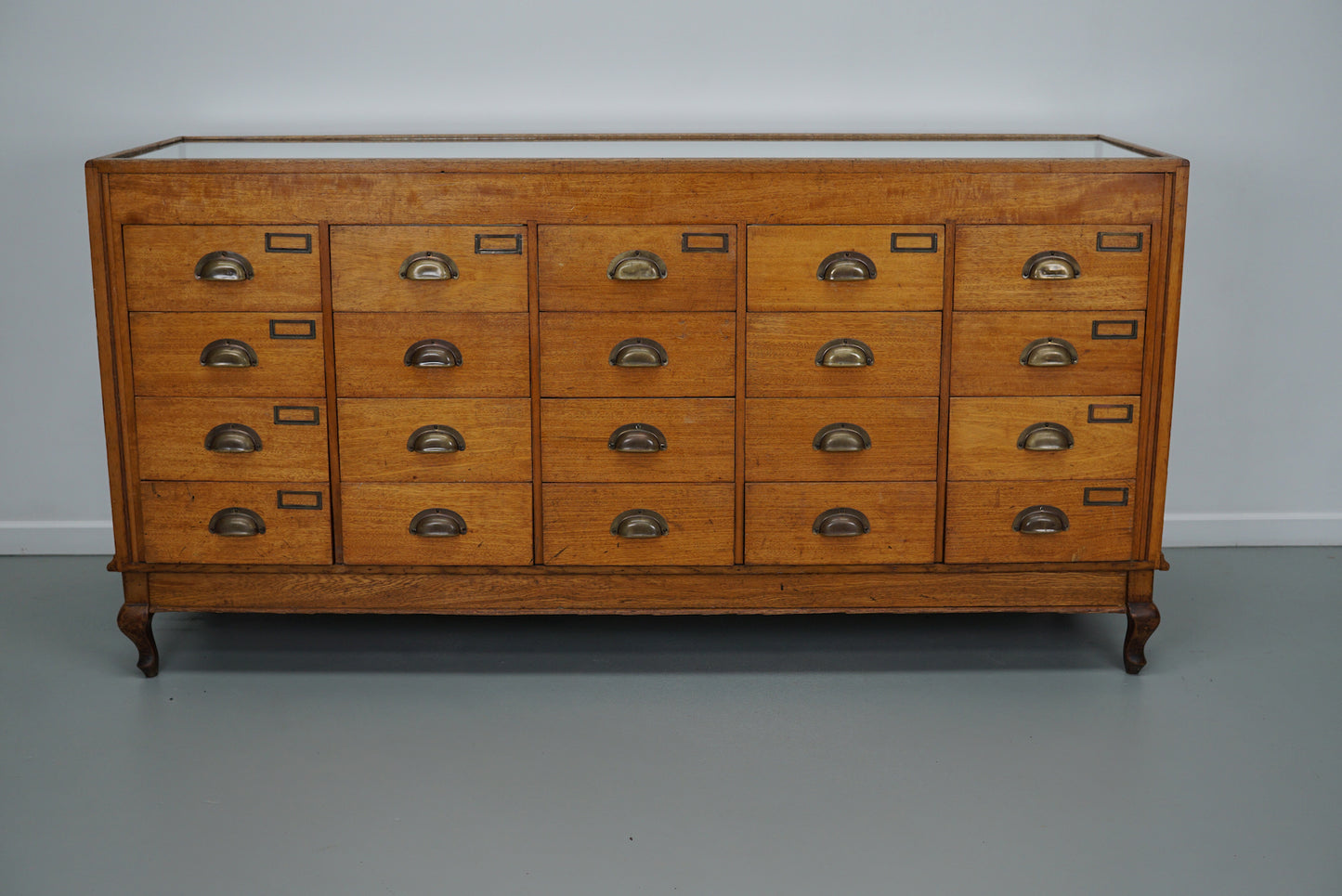 Antique Mahogany & Oak Glass Shop Counter Haberdashery Cabinet Vitrine, ca 1890