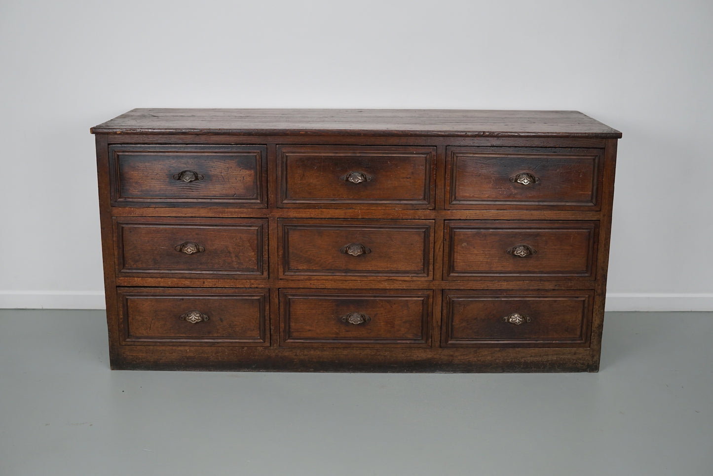 Antique French Oak & Fruitwood Apothecary / Filing Cabinet, Early 20th Century