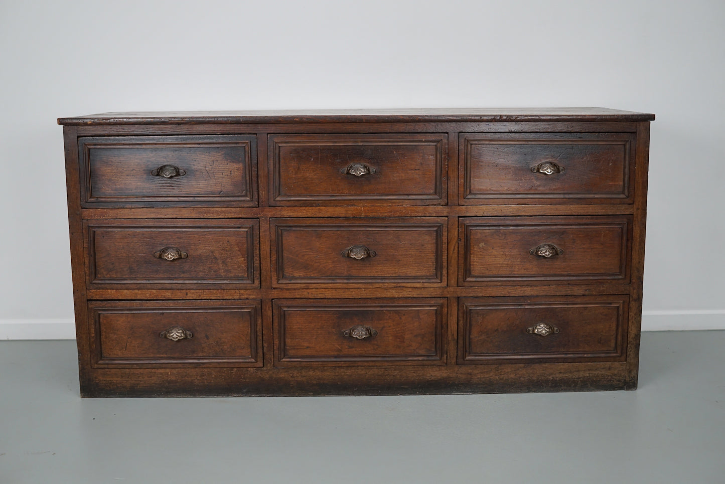 Antique French Oak & Fruitwood Apothecary / Filing Cabinet, Early 20th Century