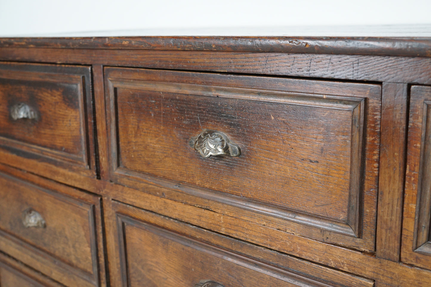 Antique French Oak & Fruitwood Apothecary / Filing Cabinet, Early 20th Century