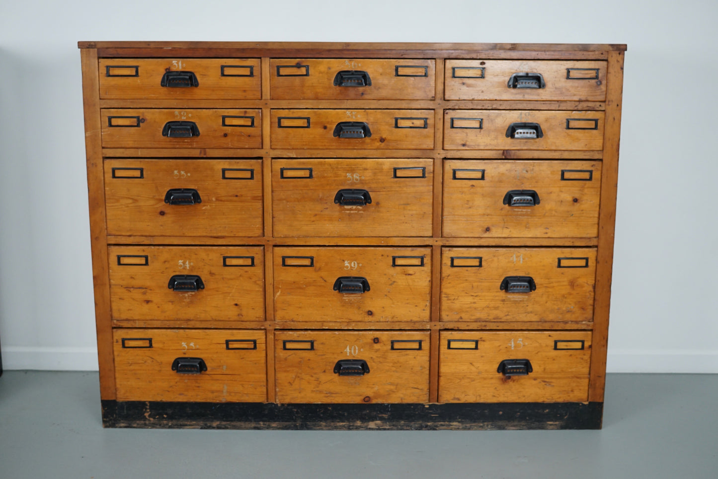 Dutch Industrial Pine Apothecary / Workshop Cabinet, circa 1930s