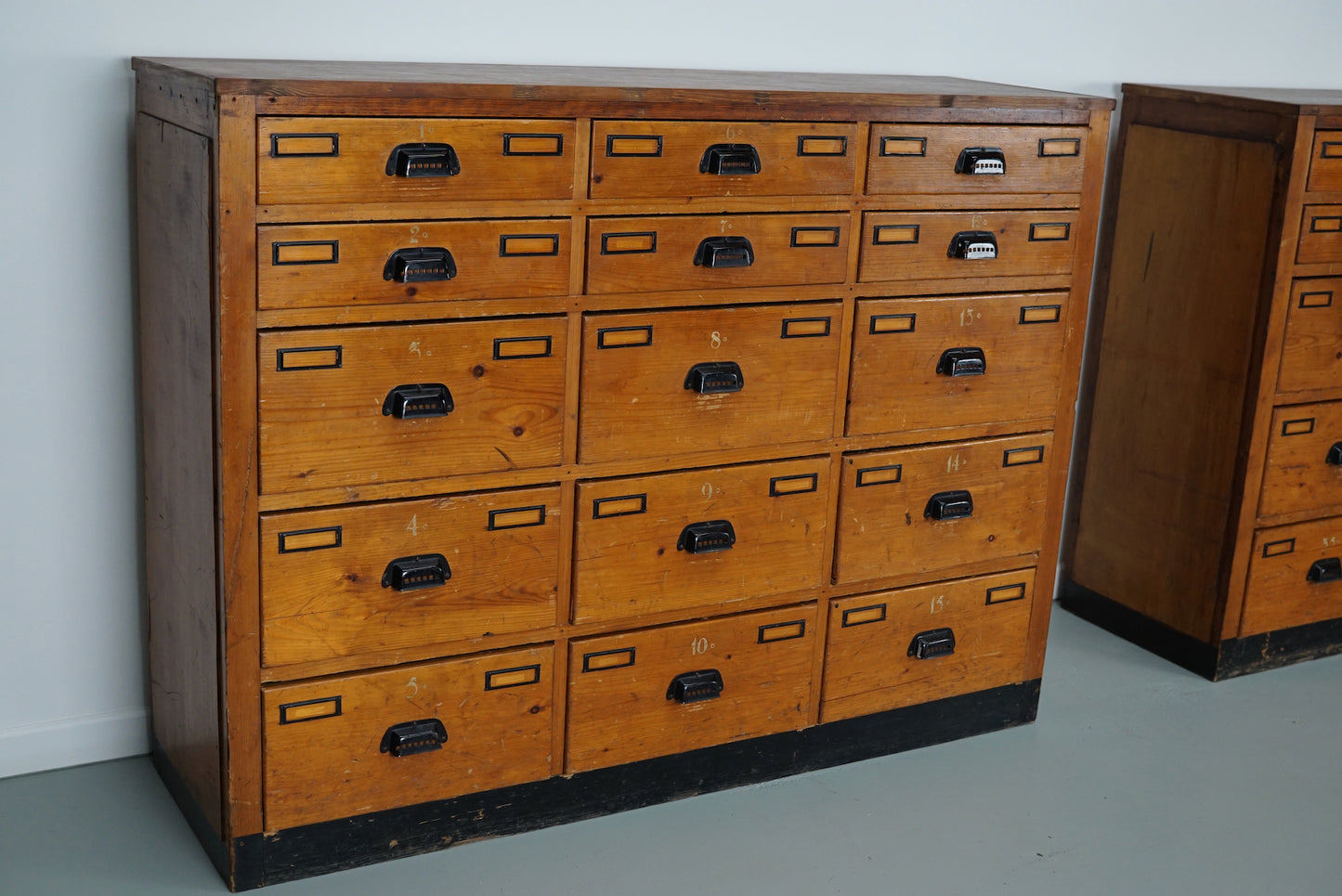 Dutch Industrial Pine Apothecary / Workshop Cabinet, circa 1930s