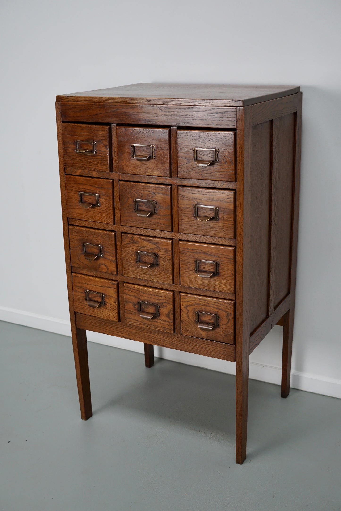 Antique Dutch Oak Apothecary Cabinet or Filing Cabinet, 1930s