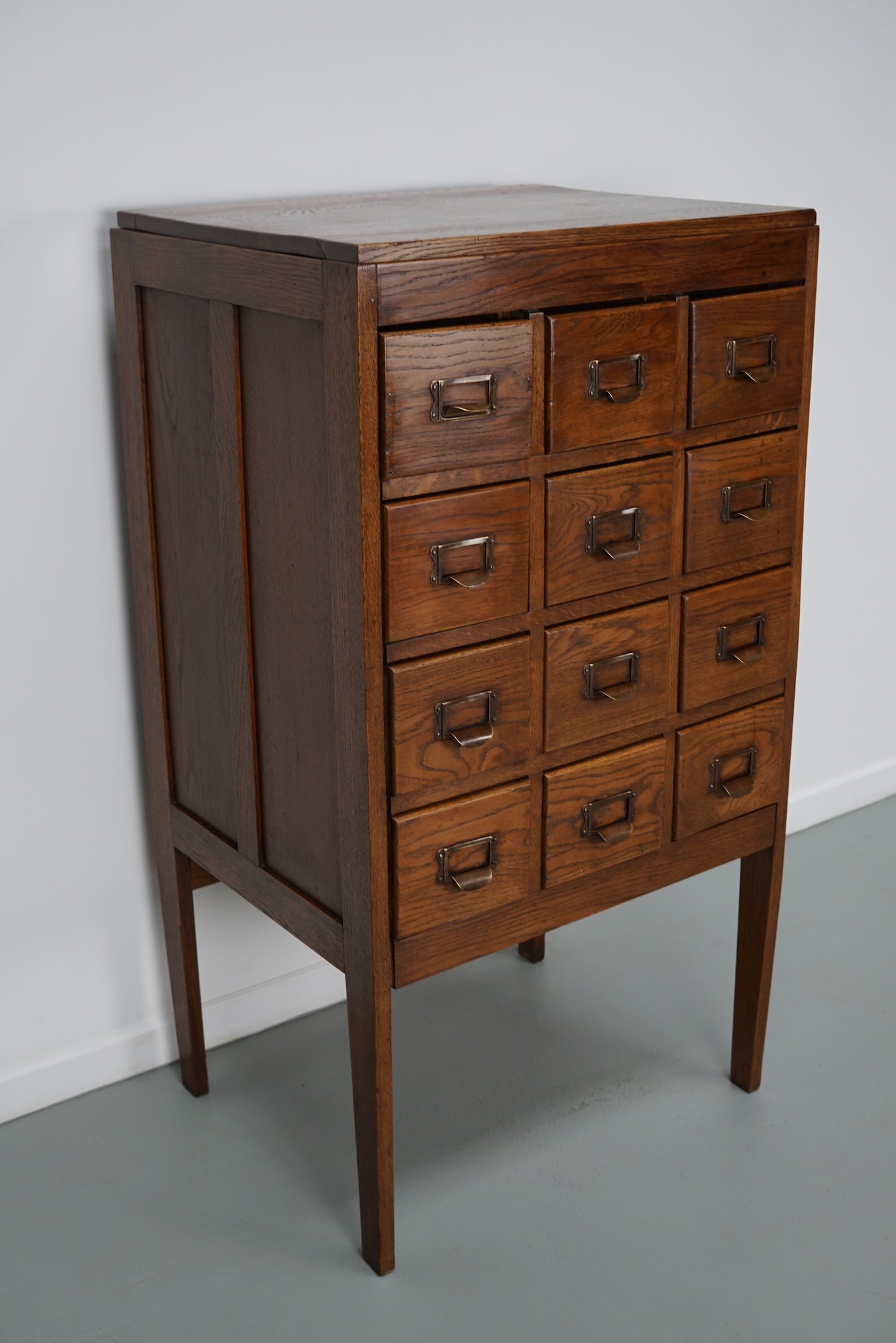 Antique Dutch Oak Apothecary Cabinet or Filing Cabinet, 1930s