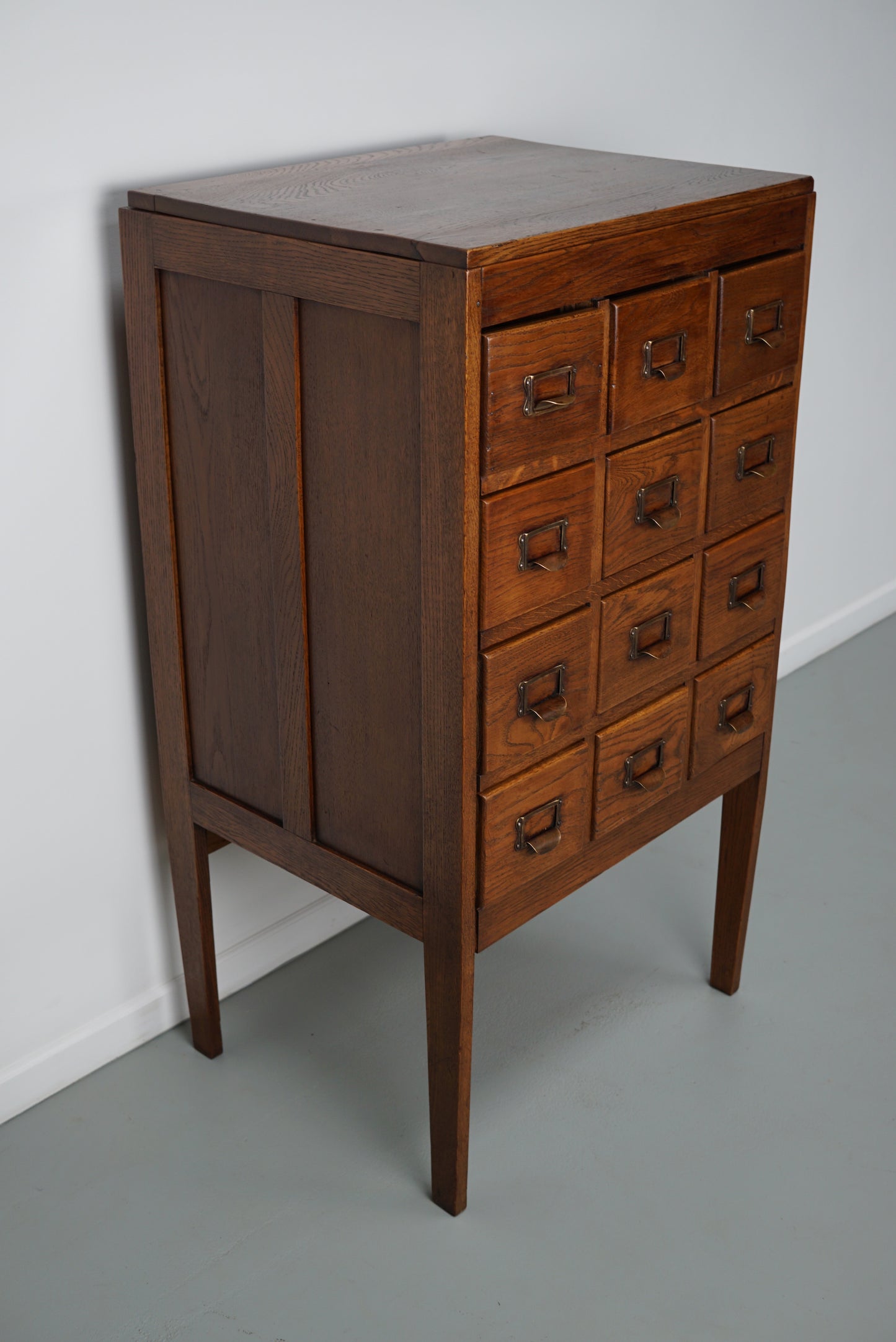 Antique Dutch Oak Apothecary Cabinet or Filing Cabinet, 1930s