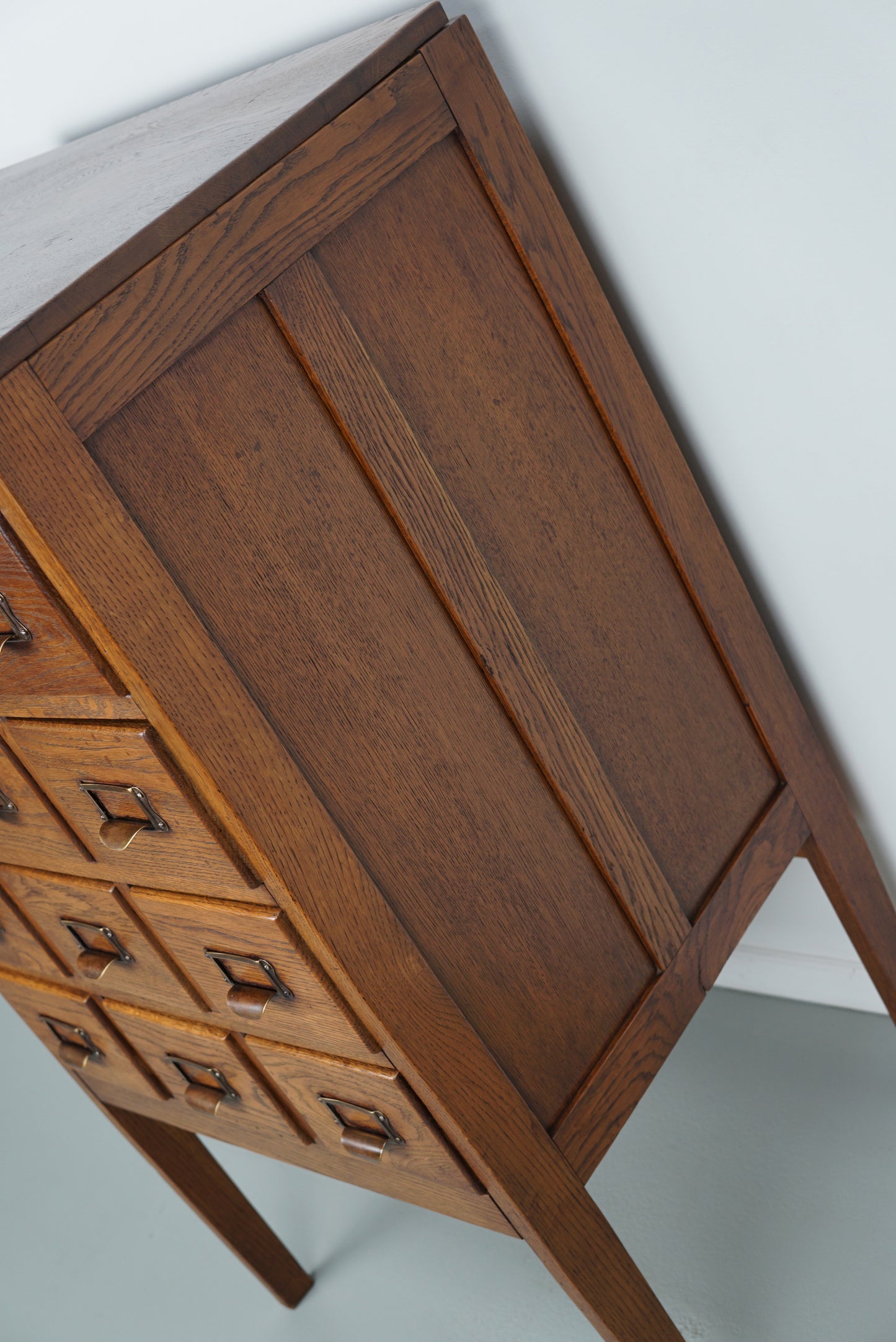 Antique Dutch Oak Apothecary Cabinet or Filing Cabinet, 1930s