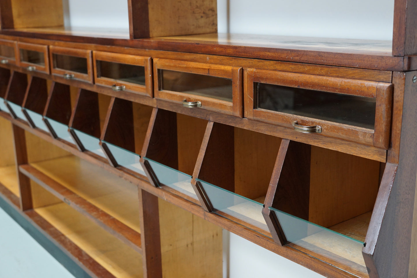 Large Dutch Mahogany and Beech Grocery Store / Haberdashery Shop Cabinet, 1950s