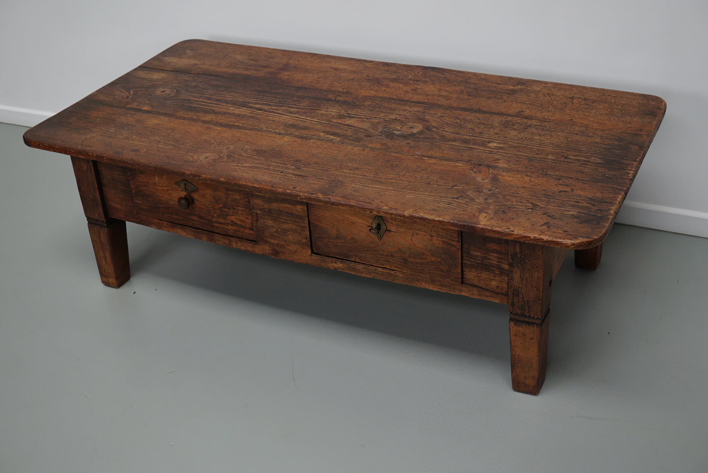 French 19th Century Farmhouse Rustic Pine Coffee Table