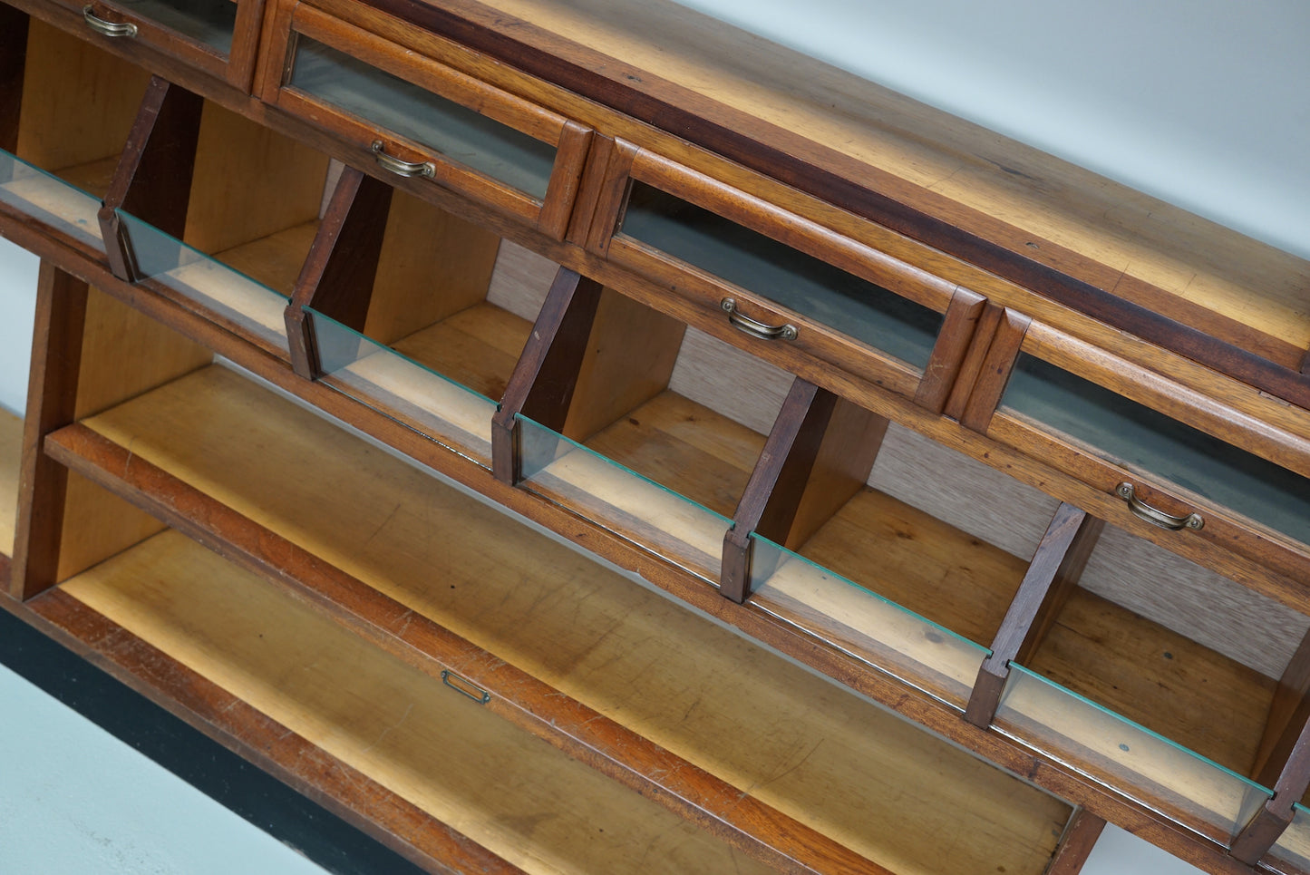 Large Dutch Mahogany and Beech Grocery Store / Haberdashery Shop Cabinet, 1950s