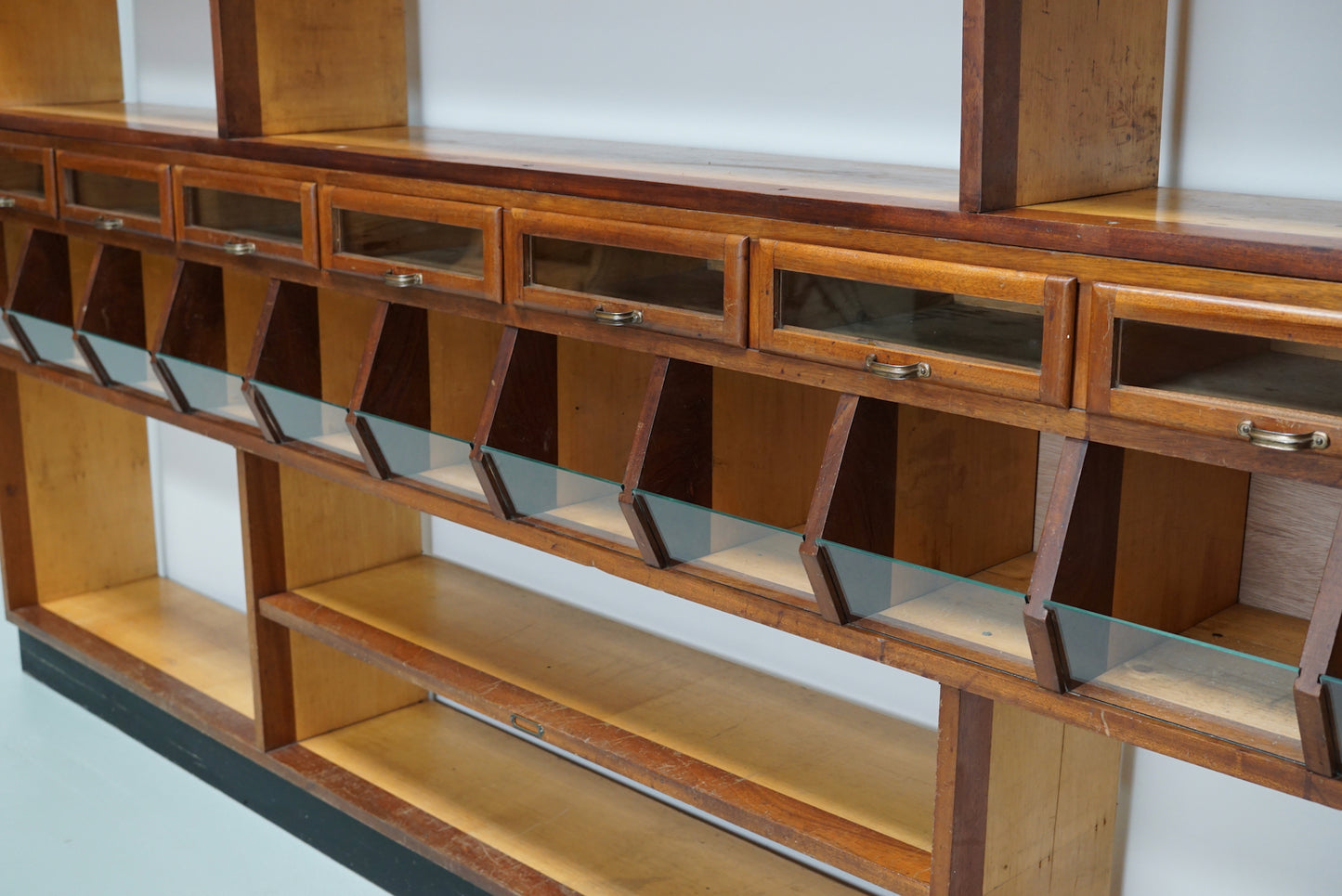 Large Dutch Mahogany and Beech Grocery Store / Haberdashery Shop Cabinet, 1950s