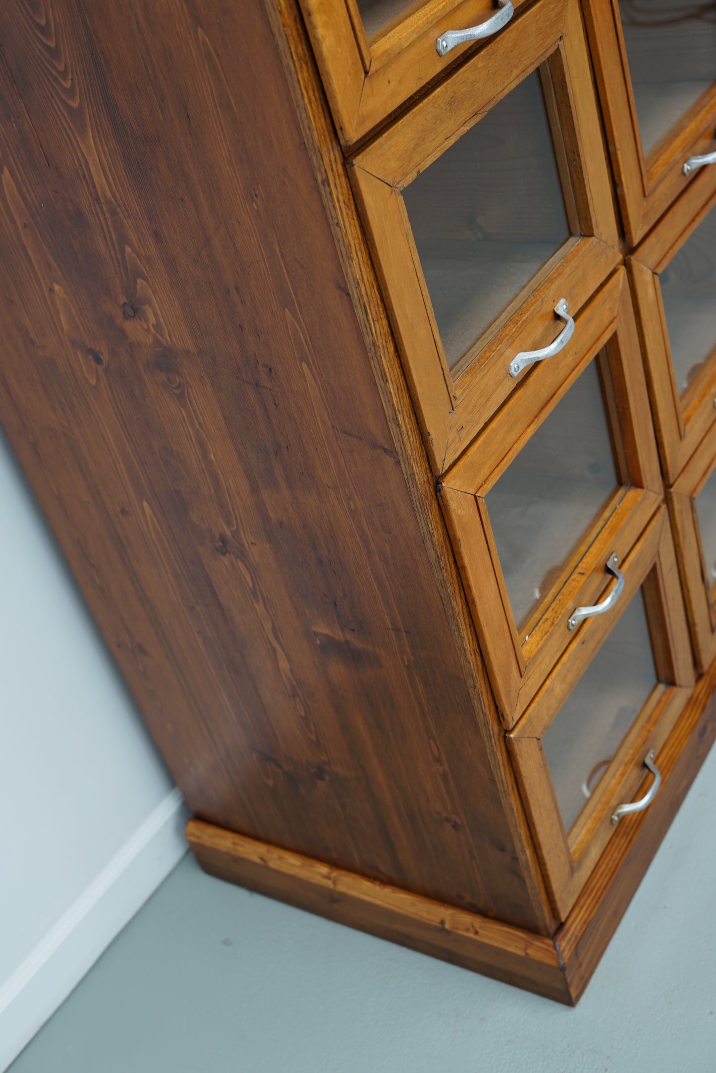 Vintage Dutch Beech & Pine Haberdashery Shop Cabinet / Vitrine, 1950s