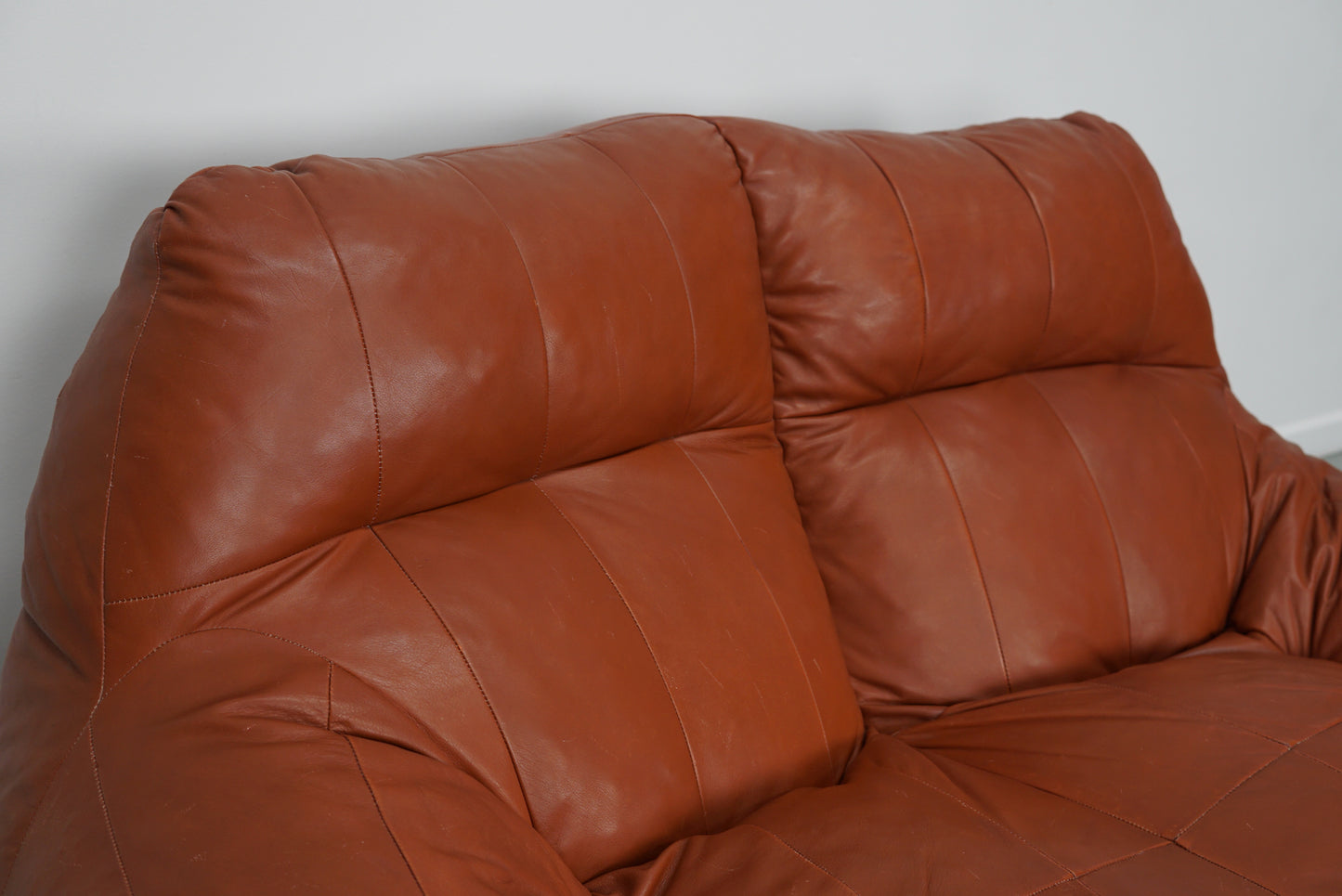 Vintage Patchwork Leather 2-seater Beanbag / Sofa In Style of De Sede