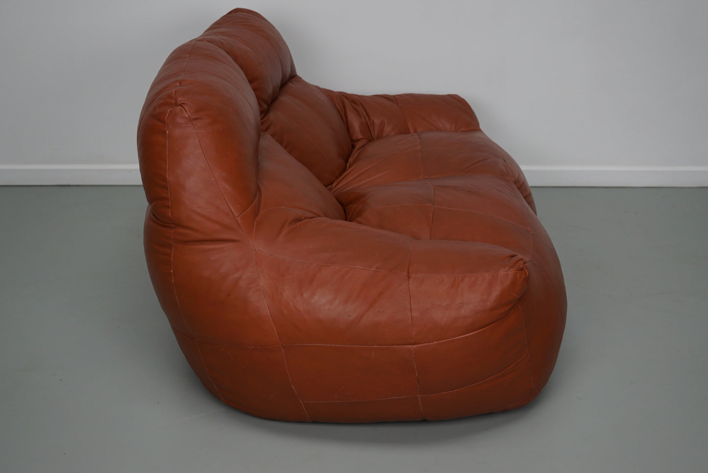 Vintage Patchwork Leather 2-seater Beanbag / Sofa In Style of De Sede