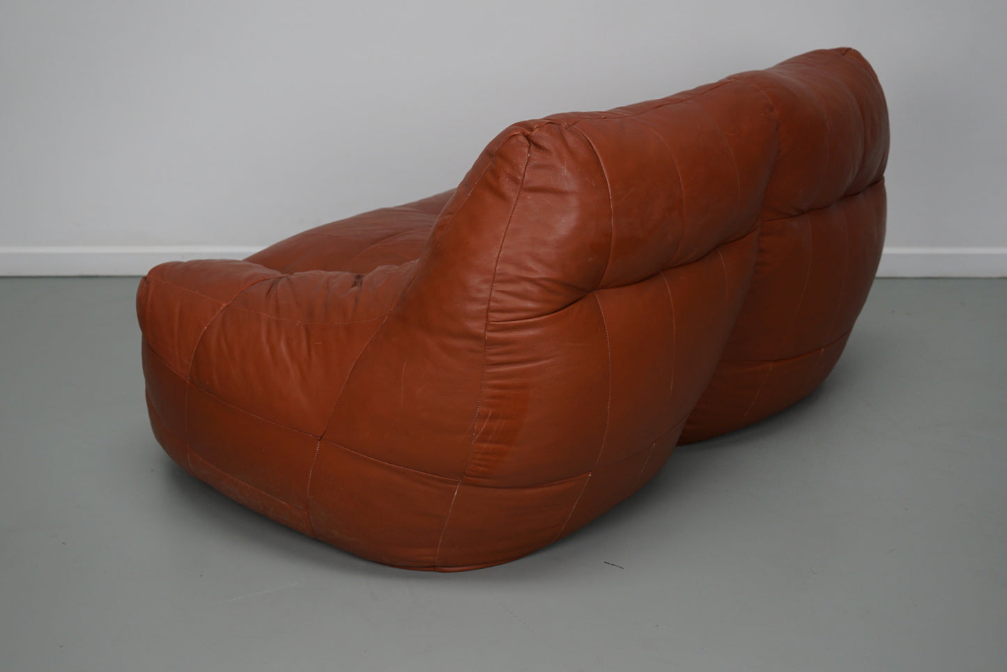 Vintage Patchwork Leather 2-seater Beanbag / Sofa In Style of De Sede