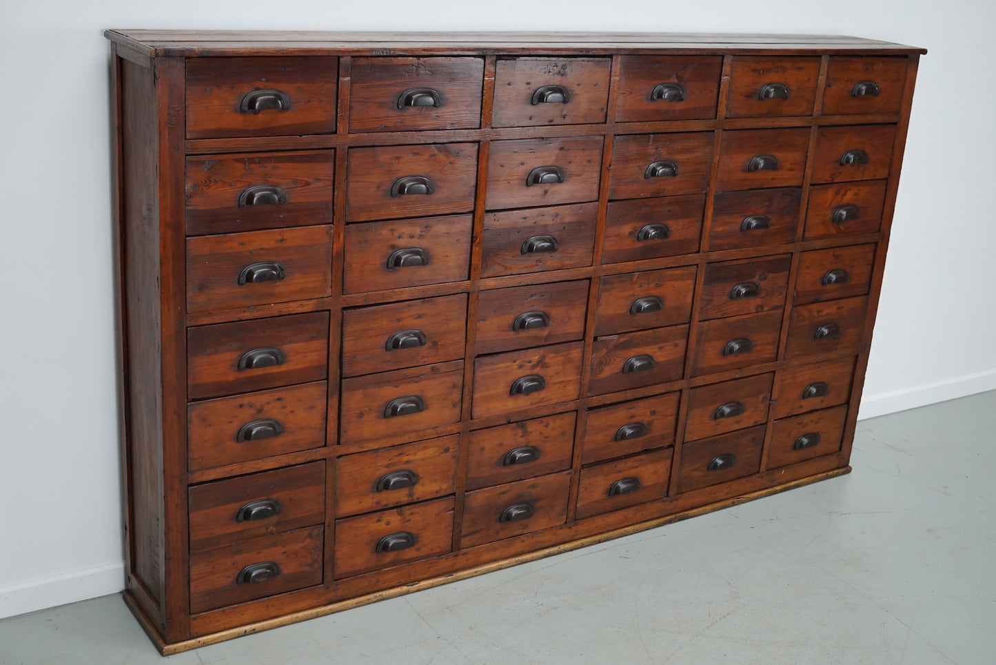 Large Antique French Pine Apothecary Cabinet, Early 20th Century