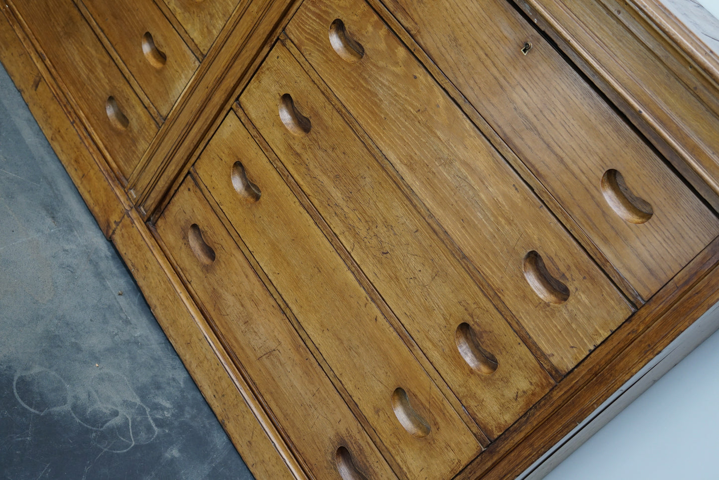 Antique Italian Oak Apothecary Cabinet, Early 20th Century