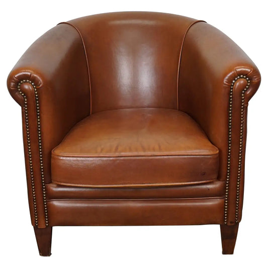 Vintage Dutch Cognac Colored Leather Club Chair