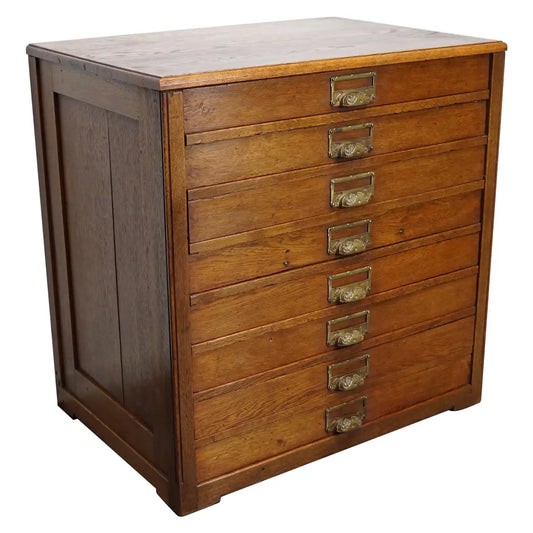 Dutch Oak Apothecary Cabinet / Plan Chest, Early 20th Century