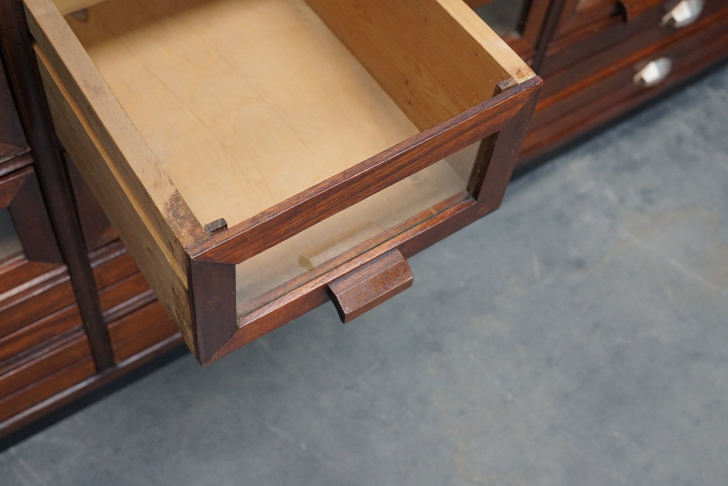 Vintage Dutch Beech and Mahogany Haberdashery Shop Cabinet, 1940s