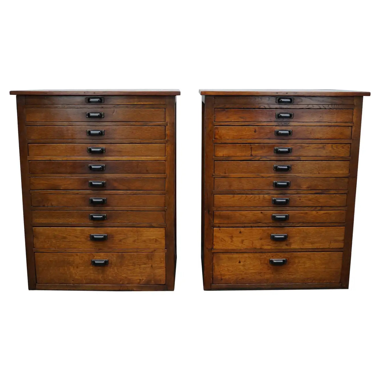 Pair of Vintage Dutch Oak Jewelers / Watchmakers Cabinets, circa 1930