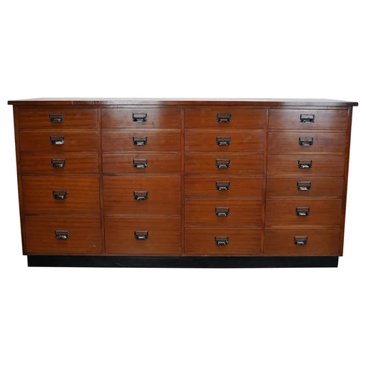 Dutch Industrial Mahogany Apothecary Cabinet, Mid-20th Century