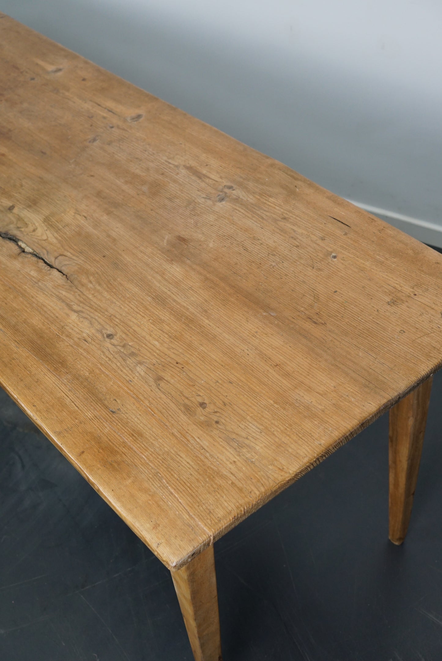 Antique Light Pine & Fruitwood French Farmhouse Dining Table, 19th Century