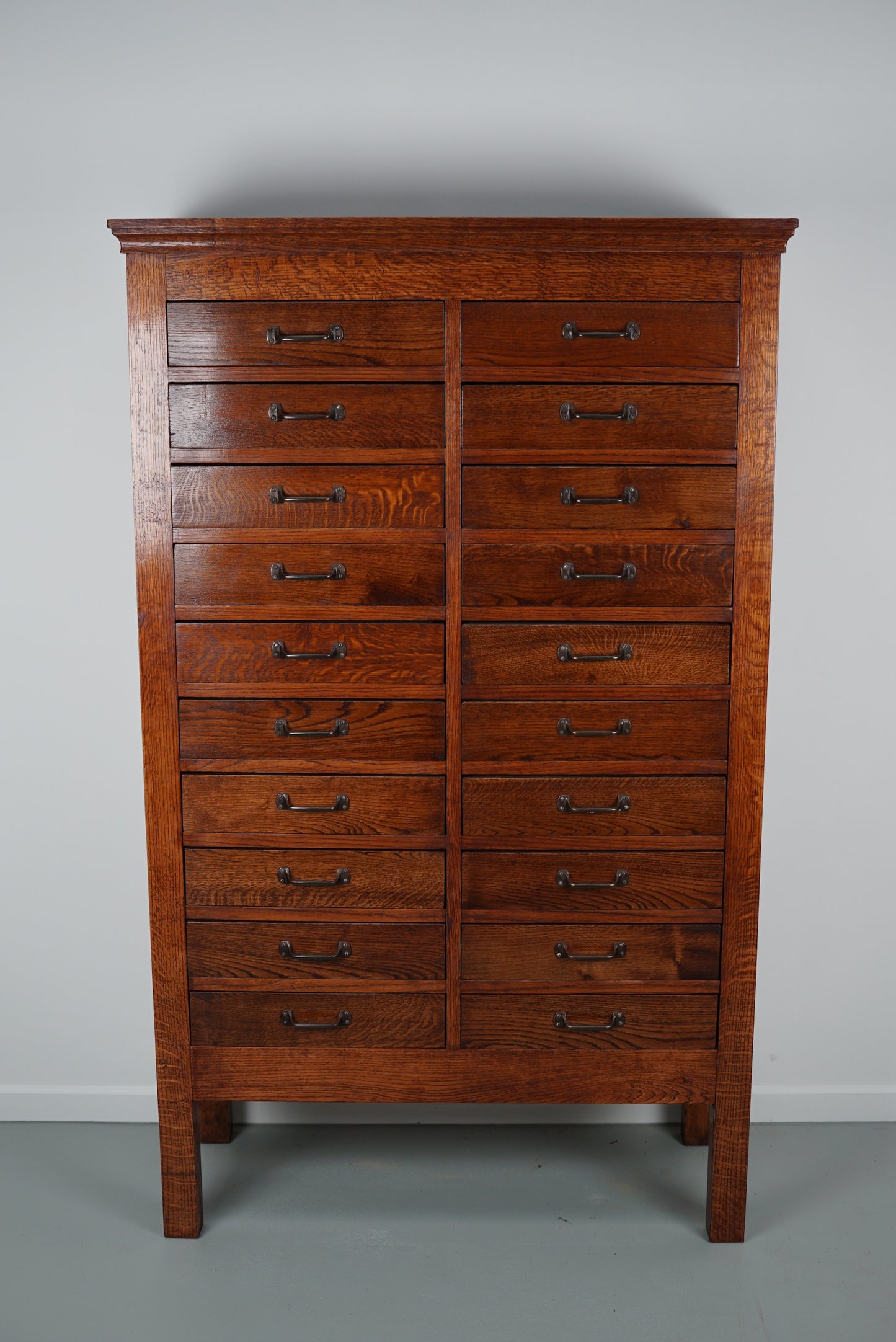 Dutch Oak & Beech Industrial Apothecary or Filing Cabinet, 1930s