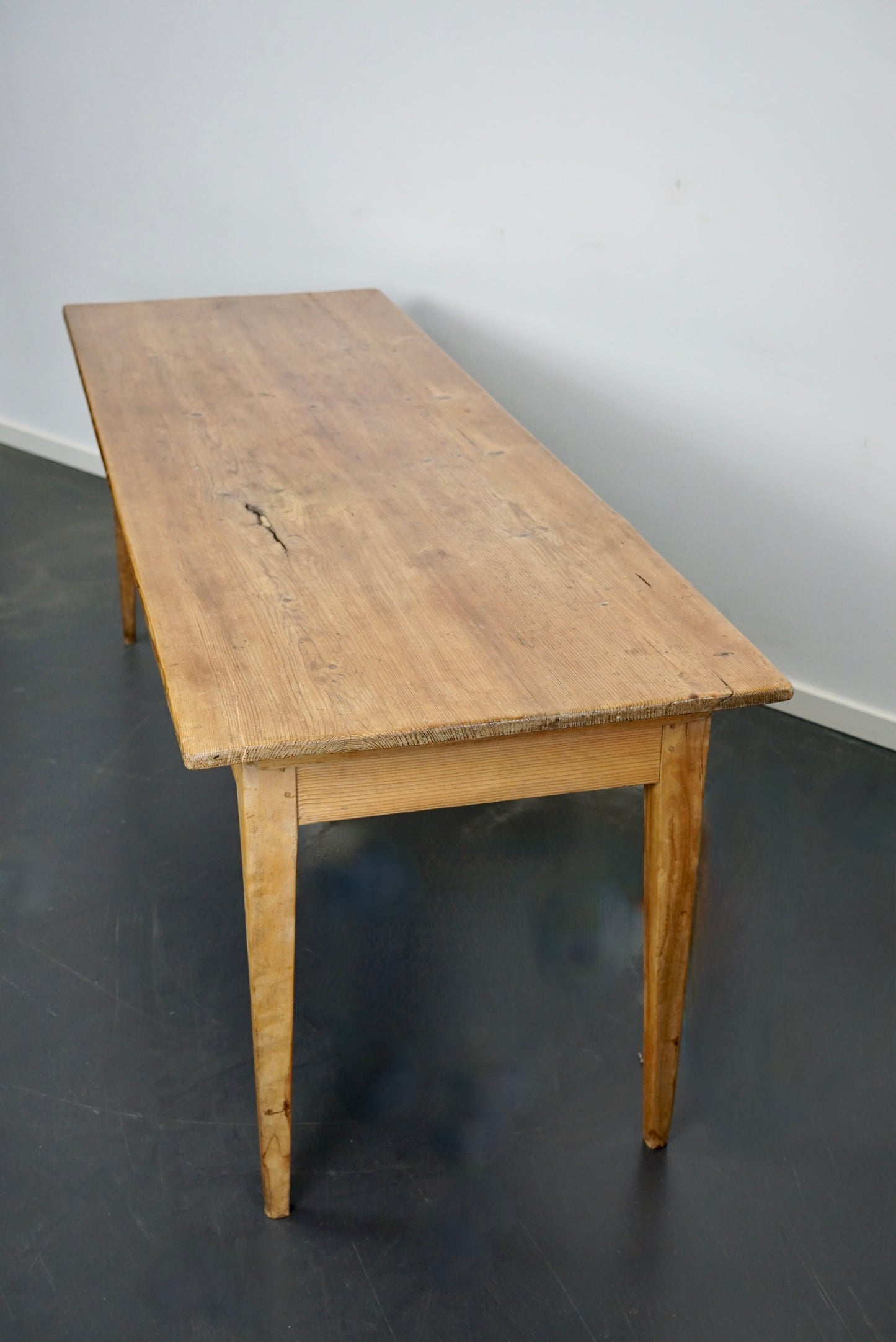 Antique Light Pine & Fruitwood French Farmhouse Dining Table, 19th Century