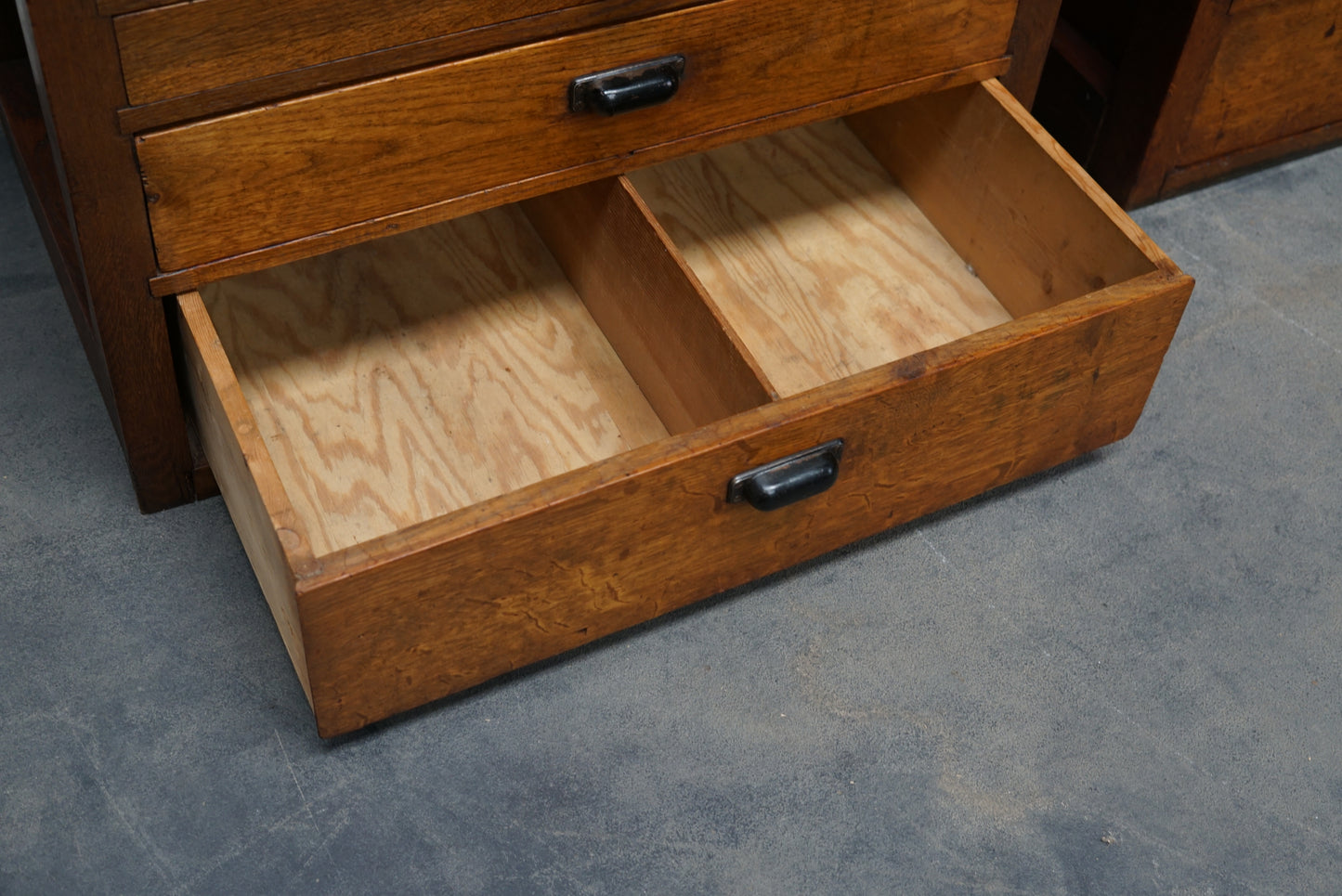 Pair of Vintage Dutch Oak Jewelers / Watchmakers Cabinets, circa 1930