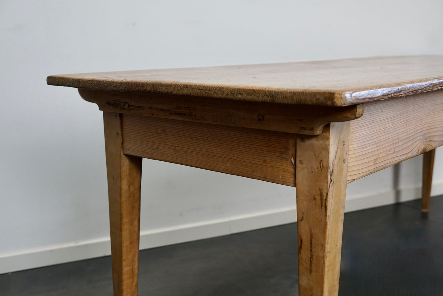 Antique Light Pine & Fruitwood French Farmhouse Dining Table, 19th Century